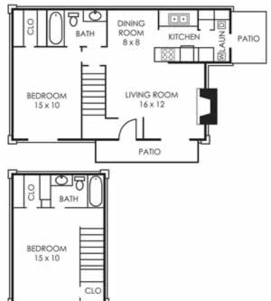 B4 Two Bedroom / Two Bath - 987 Sq. Ft.*